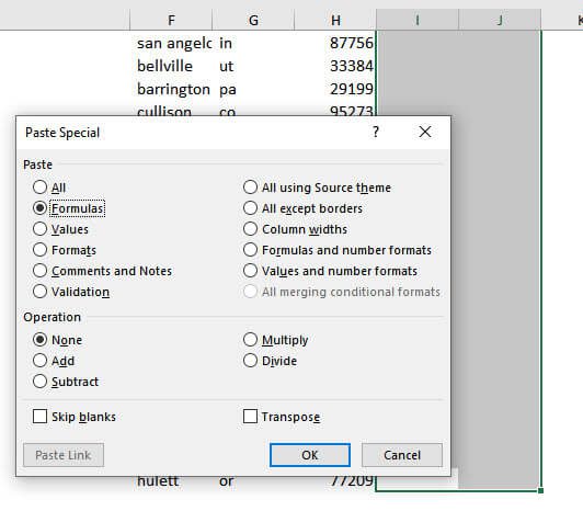 How to Clean Data in Excel - Pasting Formulas
