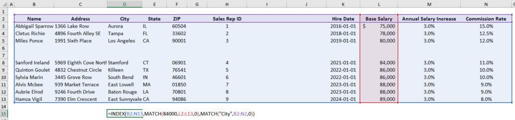 INDEX and MATCH Flexibility Over Ranges