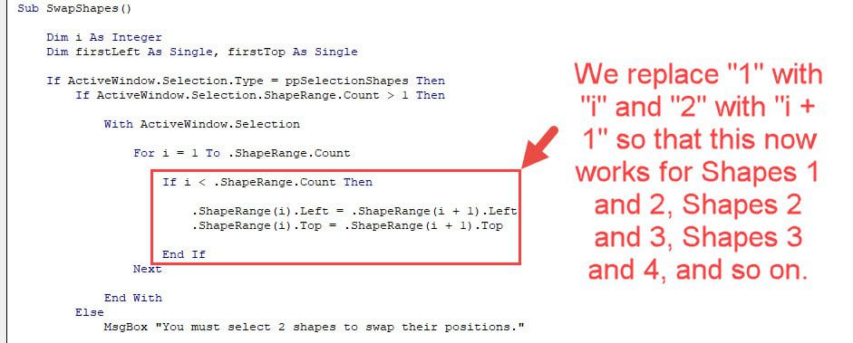 PowerPoint VBA - Modifying the "For" Loop for Everything Before the Final Shape