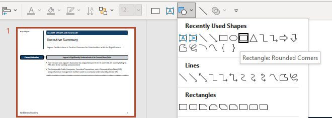 Inserting a Default Shape in PowerPoint