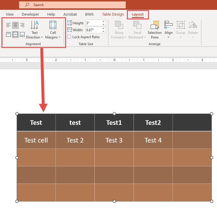Tables in PowerPoint - Formatting Changes