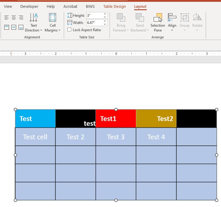 Tables in PowerPoint - Changing Individual Cells