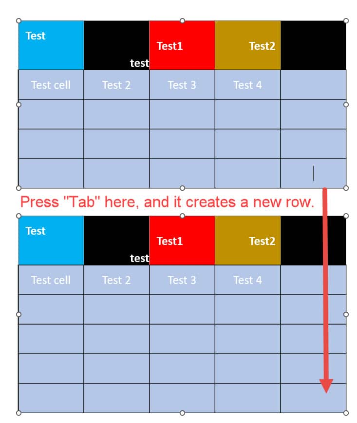 Tab Key Shortcut for Tables in PowerPoint
