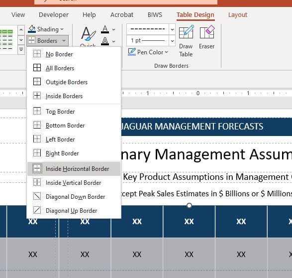 "Inside Horizontal" Borders for PowerPoint Tables