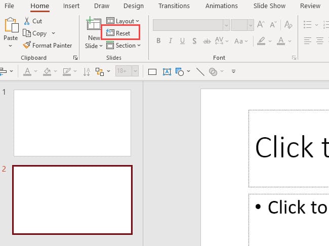 PowerPoint - Resetting a Slide's Layout
