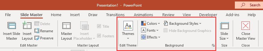 PowerPoint Slide Number - Themes and Colors
