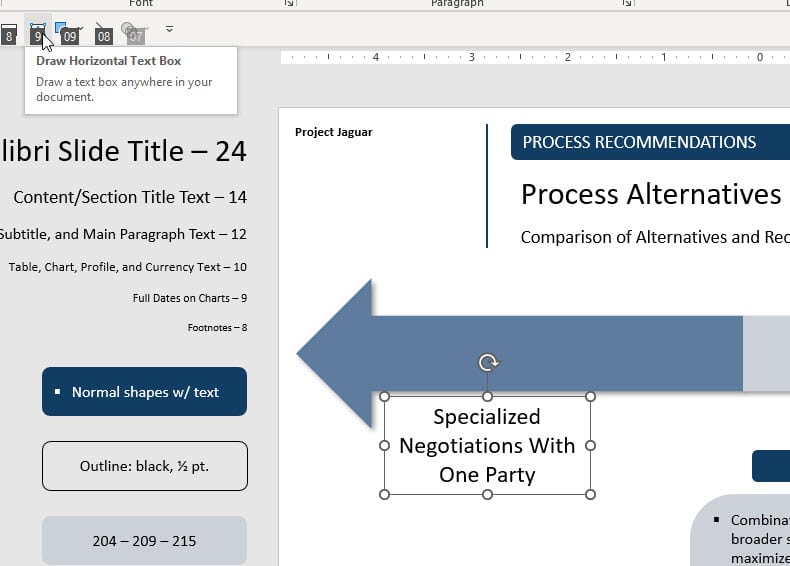 Inserting Horizontal Textboxes in PowerPoint